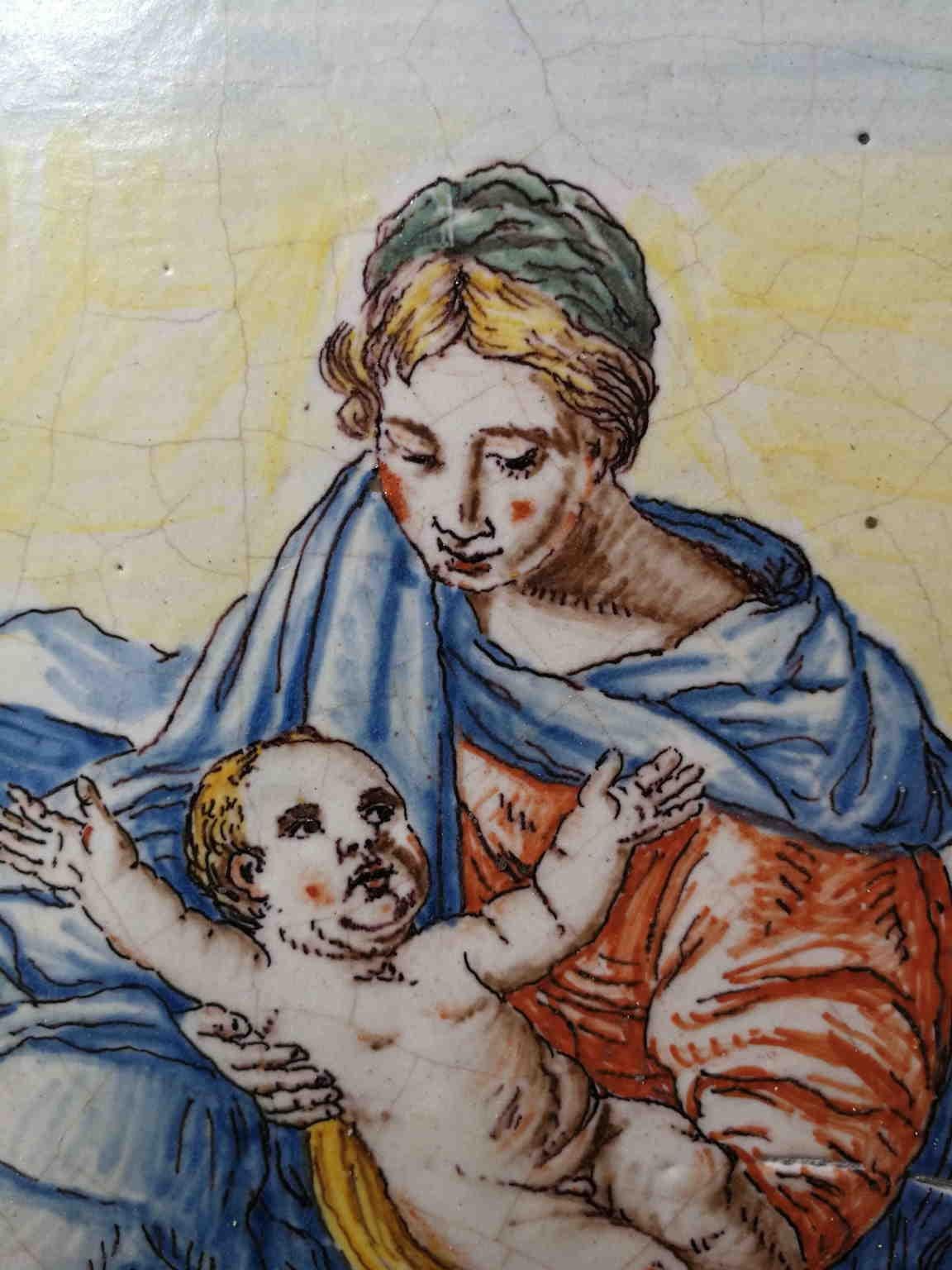 Ceramica antica figurativa a tema religioso italiana del XVIII secolo. - Marron Landscape Painting par Unknown