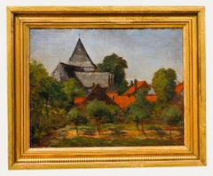 Ch. Janssens  - Mid 20th Century Oil, Terracotta Rooftops