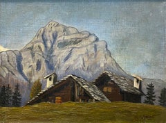 Antique Swiss chalets (1927) - Oil on canvas 35x46 cm