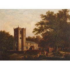Cappella nel Wood", dipinto olio su tela di English School