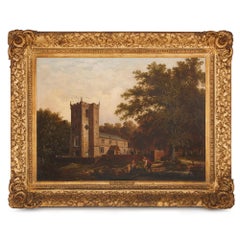 'Capilla en el bosque', Pintura al óleo sobre lienzo de English School