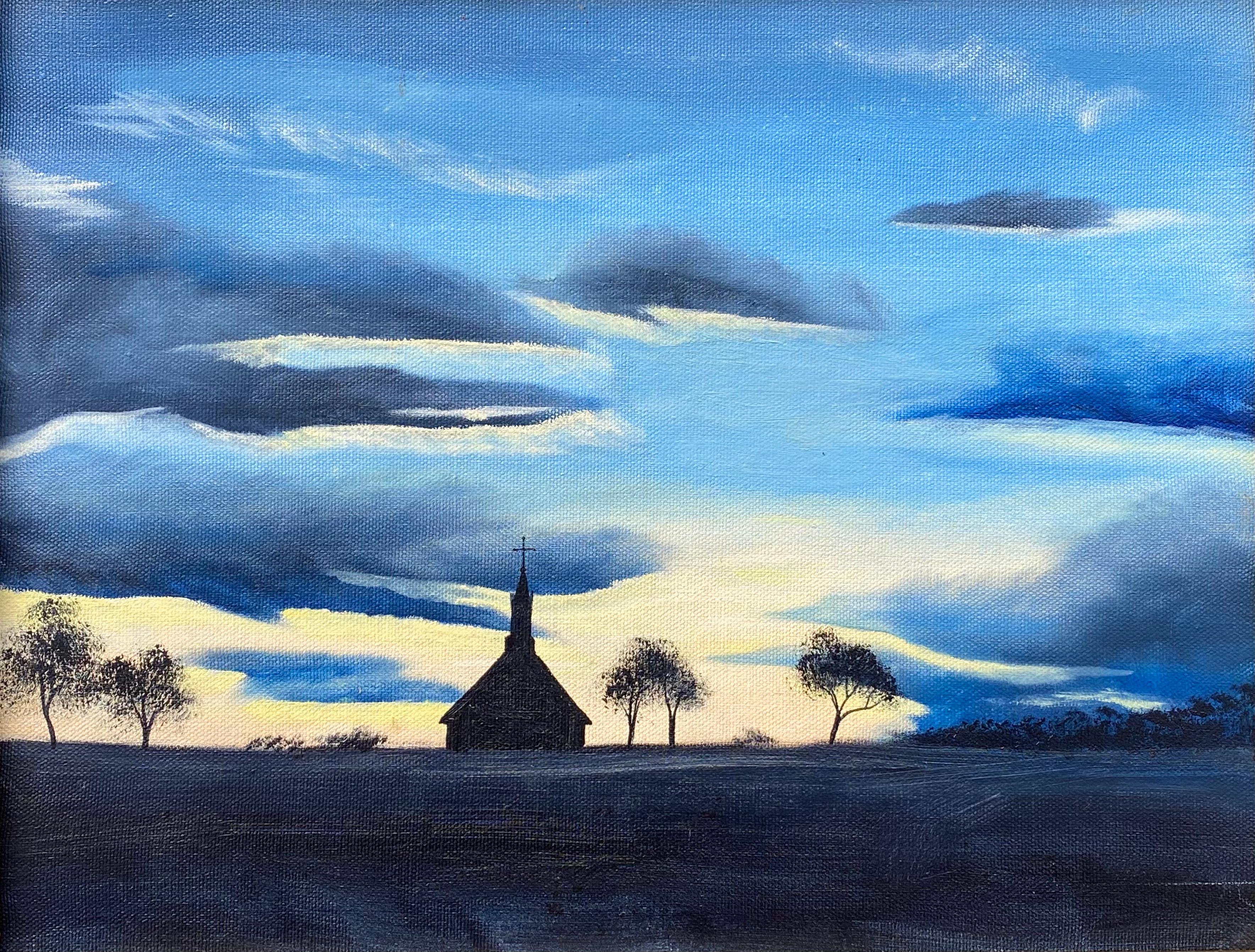 Landscape Painting de Unknown - "Capilla Amanecer"