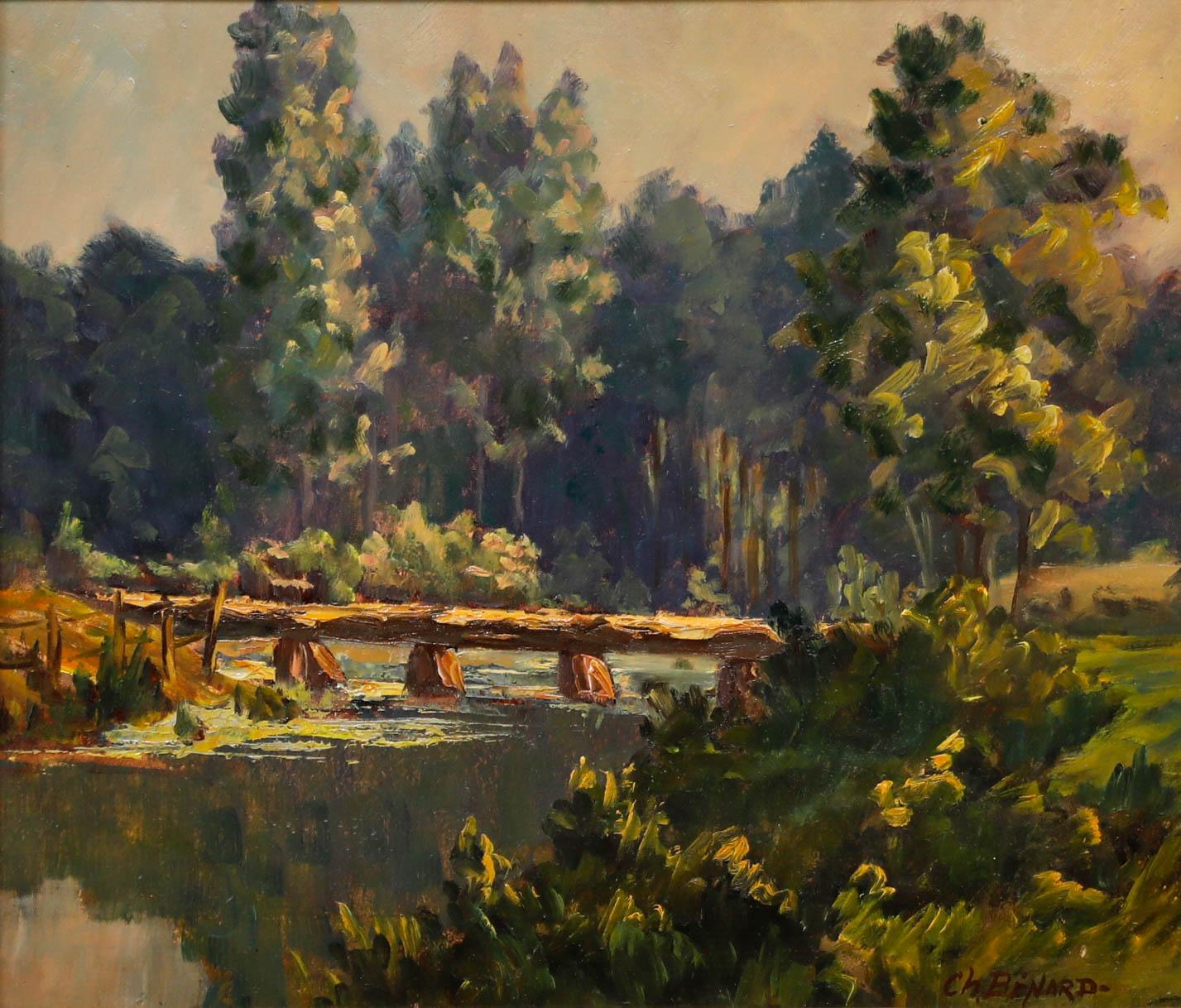Charles Binard – Ölgemälde, Waldlandschaft, Mitte des 20. Jahrhunderts – Painting von Unknown