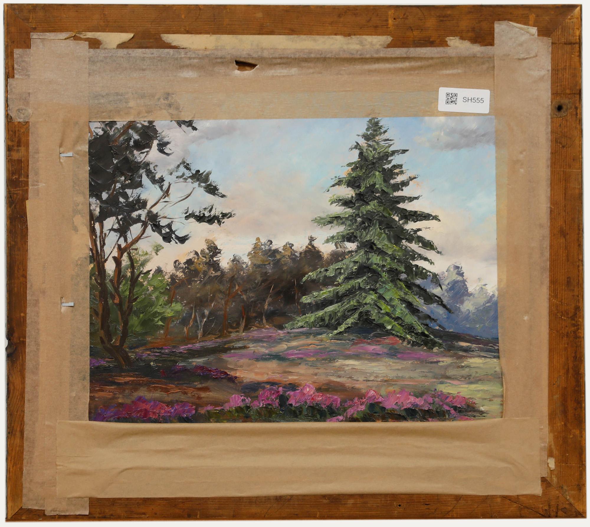 Charles Binard – Ölgemälde, Waldlandschaft, Mitte des 20. Jahrhunderts (Braun), Landscape Painting, von Unknown