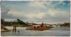 Charles Bouchez - 1840 Oil, The Timber Raft