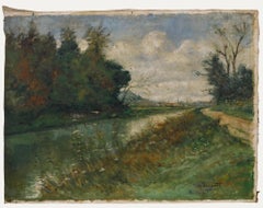 Charles Bougard (1865-1926) - 1917 Oil, Path by the River