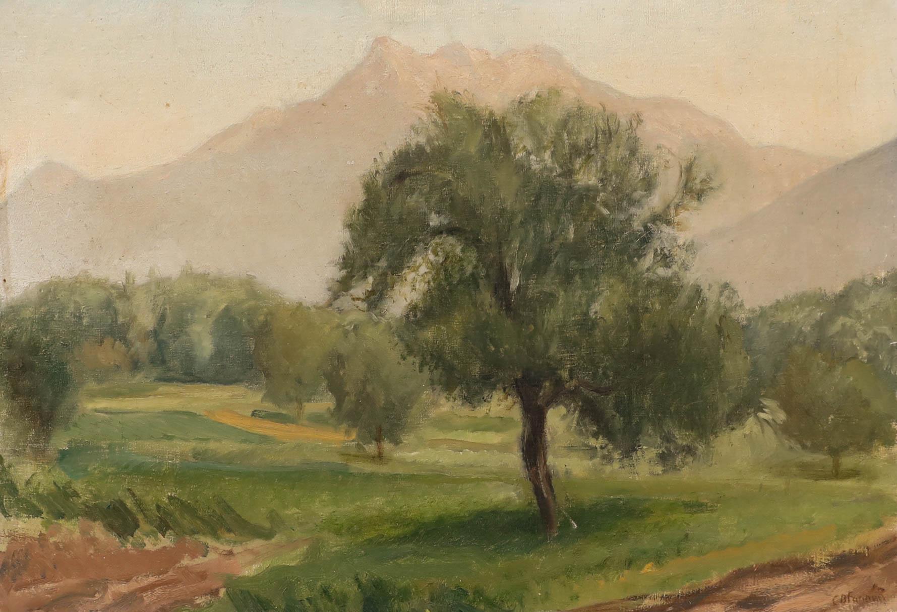Charles Brooke Farrar (1899-1979) - Öl, Morgen in den Bergen – Painting von Unknown