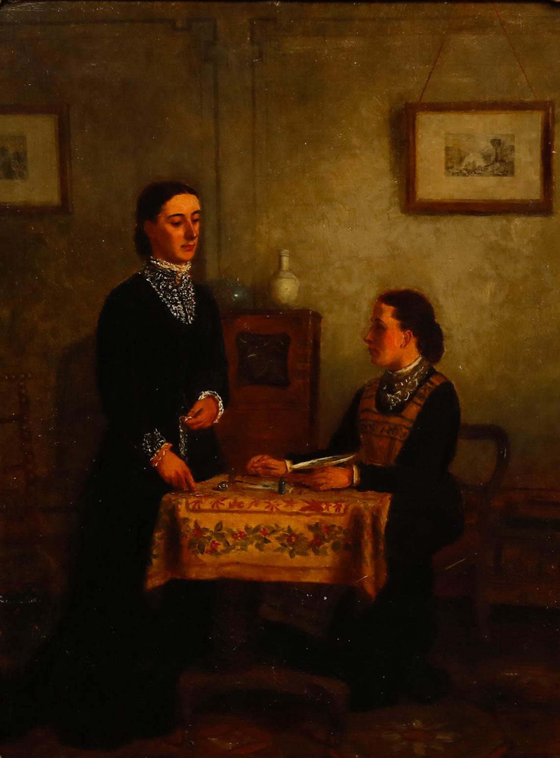 Charles Calcott - 19th Century Oil, The Porcelain and The Lace Maker - Painting by Unknown