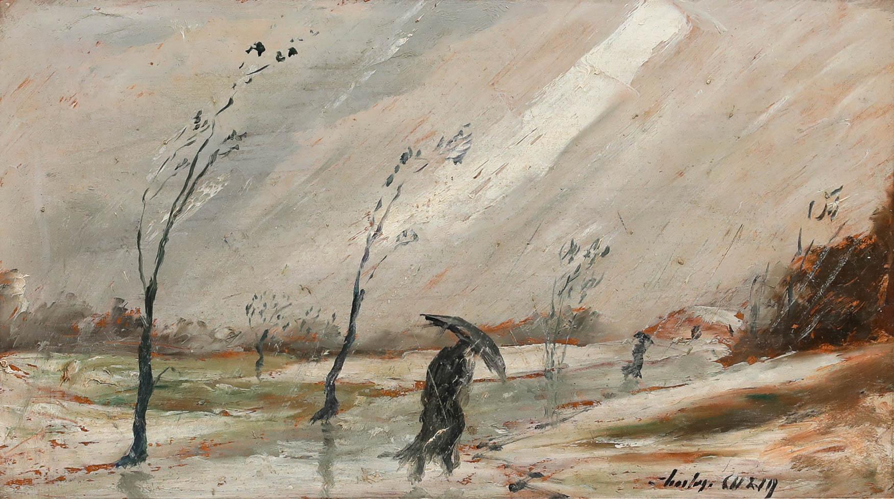 Charles Cuzin (1907-1975) - Mid 20th Century Oil, Battling the Snow - Painting by Unknown