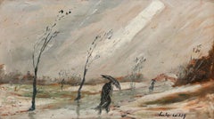 Charles Cuzin (1907-1975) - Mid 20th Century Oil, Battling the Snow
