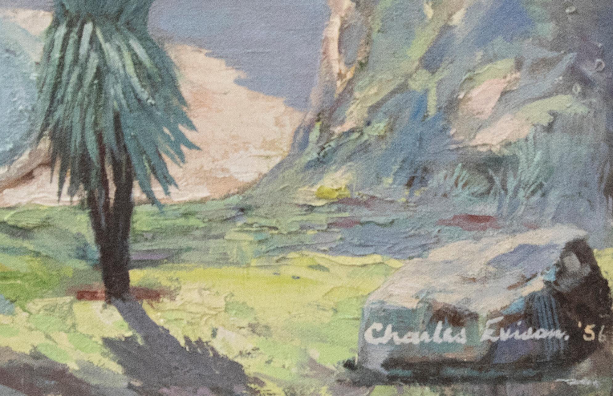 Charles Evison (geb. 1910) - 1956 Öl, Portelet Bay, Jersey (Grau), Figurative Painting, von Unknown