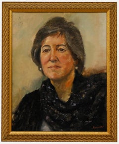 Charles Hardaker (1934) - 1997, huile, portrait d'Elizabeth Edmund