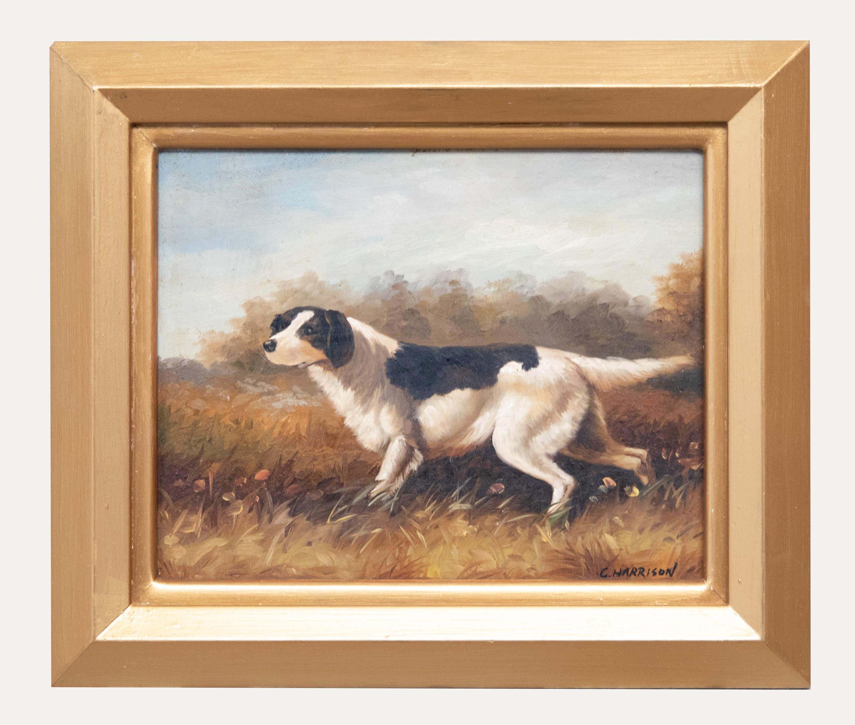 Unknown Animal Painting - Charles Harrison - Framed 20th Century Oil, Gun Dog in a Landscape