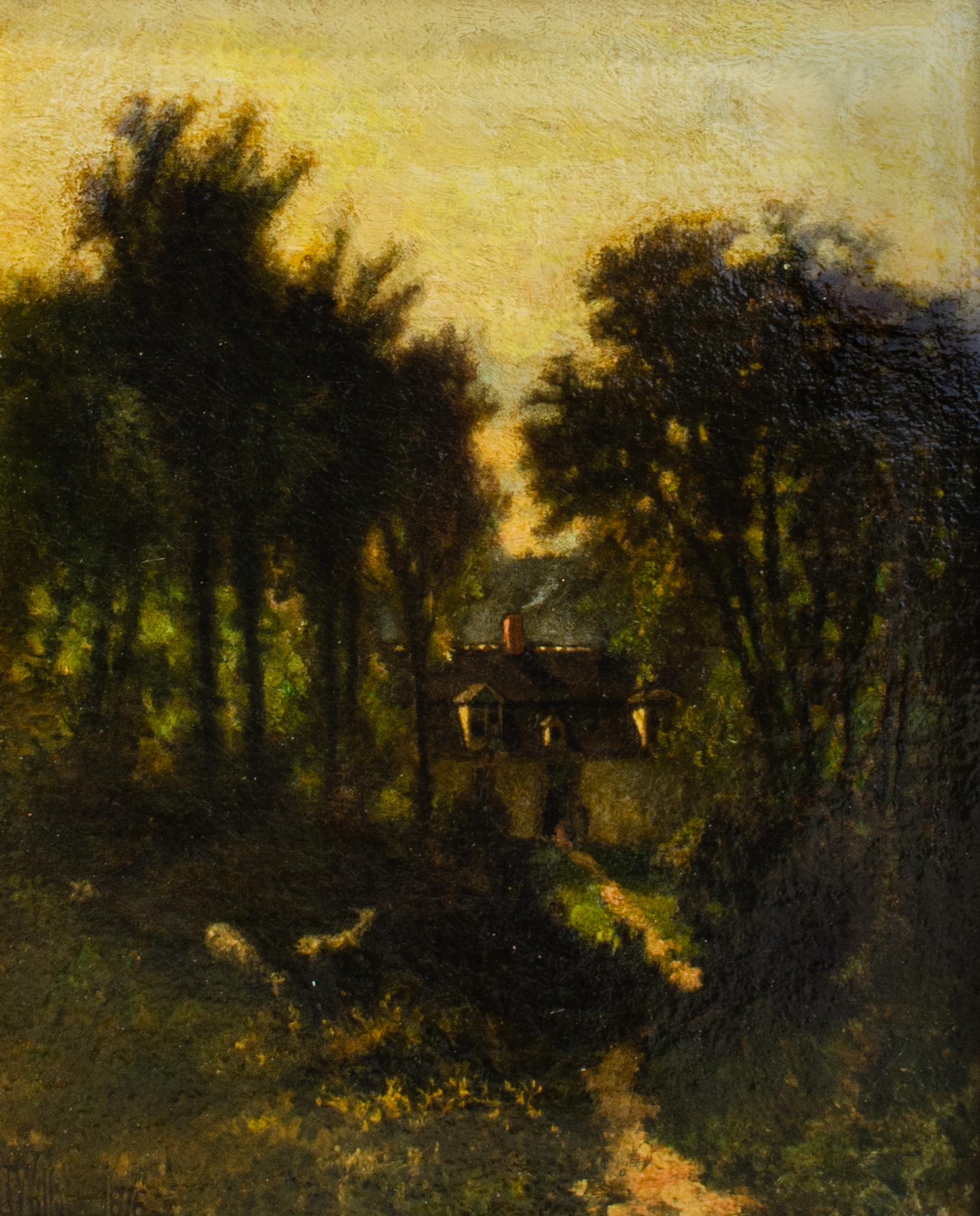 Countryside, 1876
Oil on canvas
13 1/2 x 11 in.
Framed: 17 1/2 x 15 x 1 1/2 in.
Signed lower left and dated 1876
