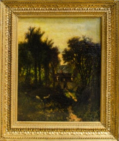 Antique Charles Henry Miller Tonalist Countryside landscape Painting 1876