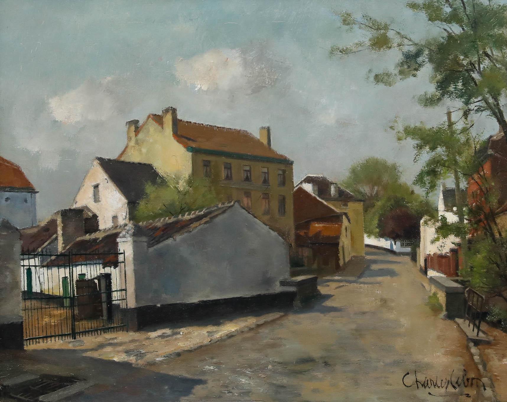 Charles Lebon (1906-1957) - Mid 20th Century Oil, Belgian Street Scene - Painting by Unknown