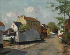 Charles Lebon (1906-1957) - Mitte 20. Jahrhundert Öl, Belgische Straßenszene