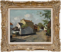 Charles Lebon (1906-1957) - Olio della metà del XX secolo, scena di strada belga