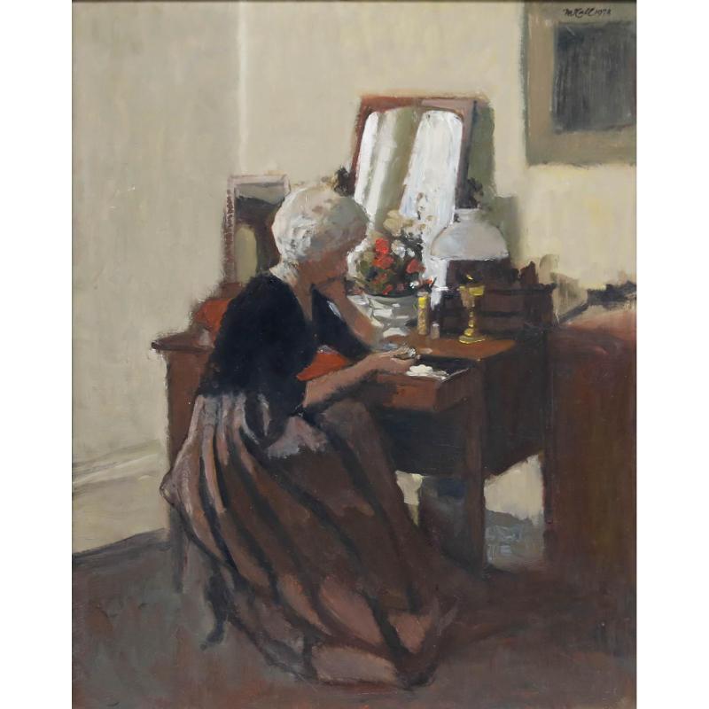 Charles McCall (1907-1989) - 1973 Öl, Die offene Schublade – Painting von Unknown