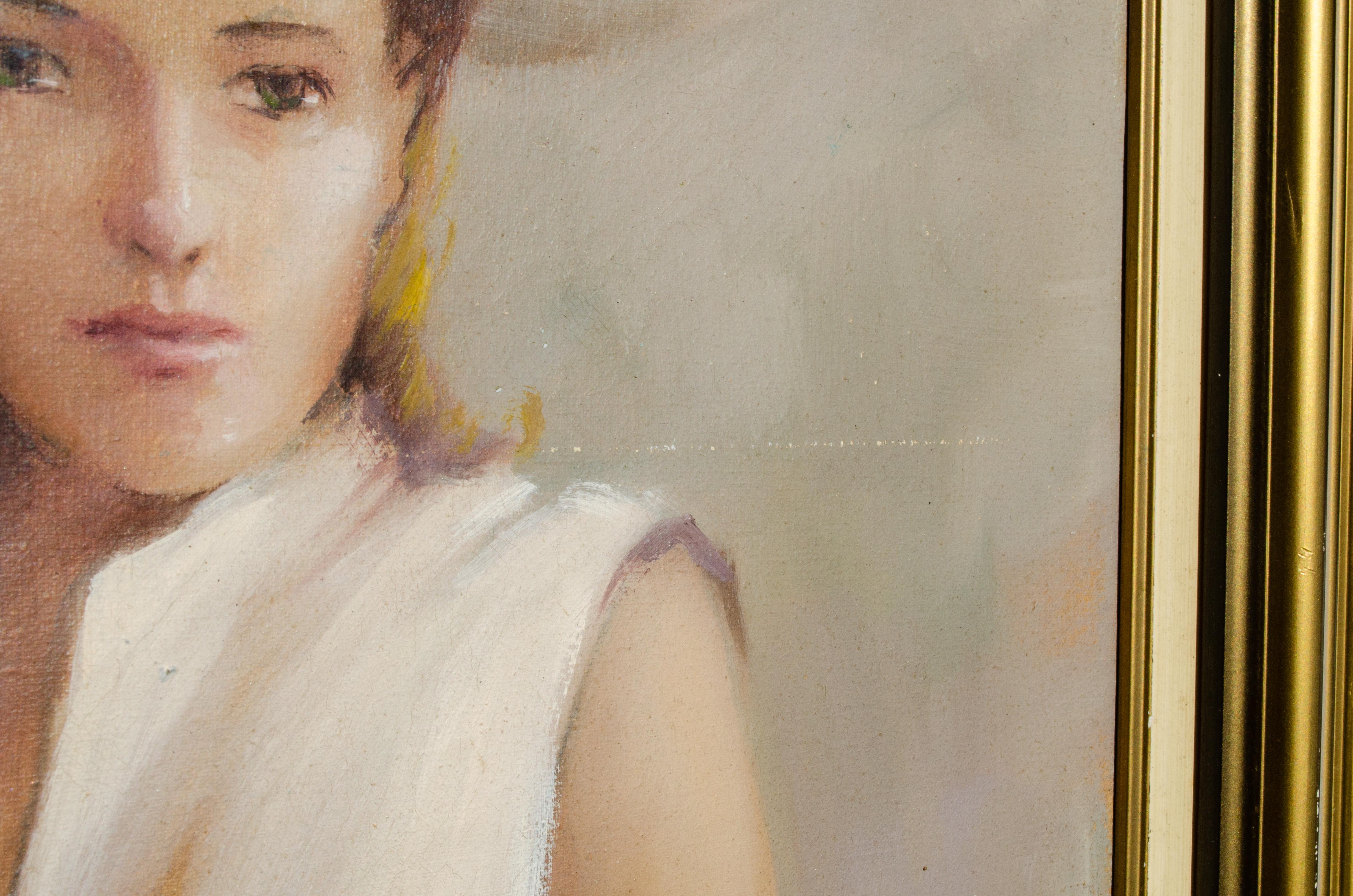 Charming Impressionist Portrait of a Young Woman For Sale 1