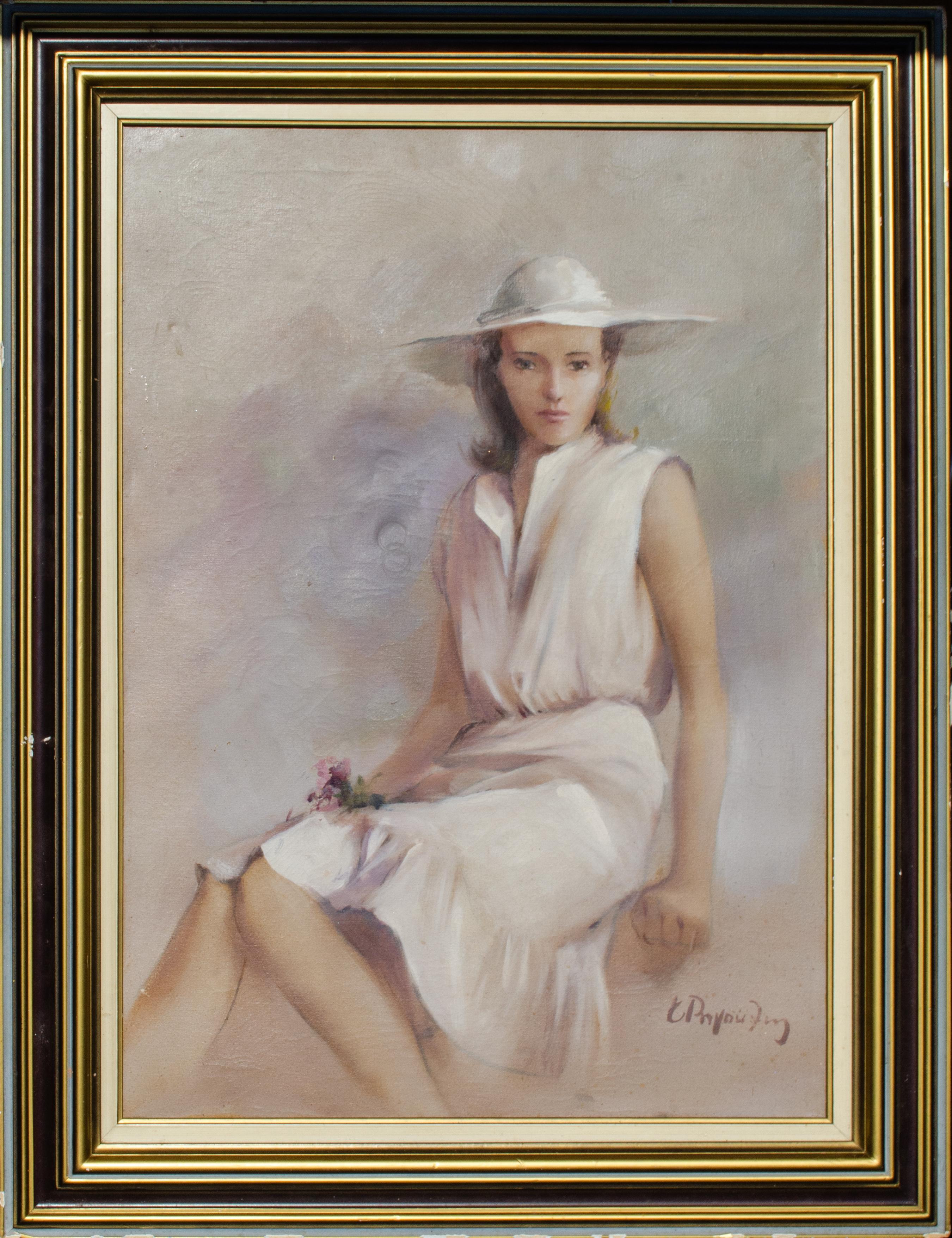 Unknown Portrait Painting – Charmantes impressionistisches Porträt einer jungen Frau