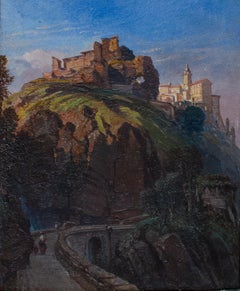 „Chateau“ Europäische Schule, Schloss oberhalb der Berge, europäische Landschaftsfotografie