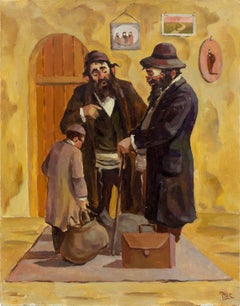Cheder Boy "Off to Yeshiva" Judaica Painting