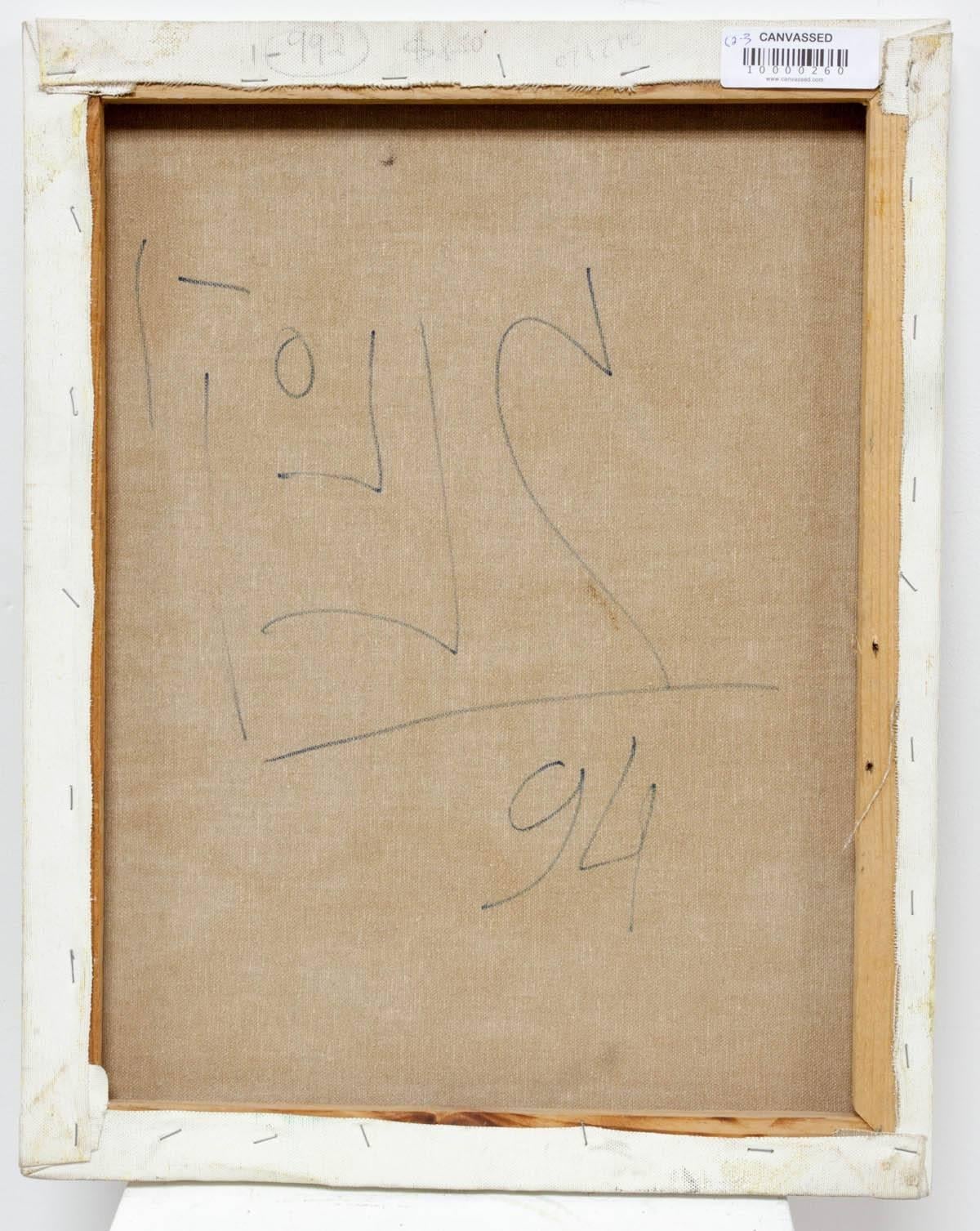 Cheder Boy „Off to Yeshiva“ Judaica-Gemälde (Braun), Figurative Painting, von Unknown