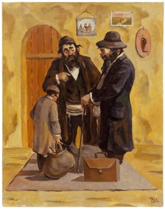 Cheder Boy "Off to Yeshiva" Judaica Painting