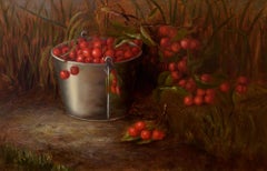 Antique Cherry Picking, Monogrammed MAB and Dated 1890, American School, Still Life
