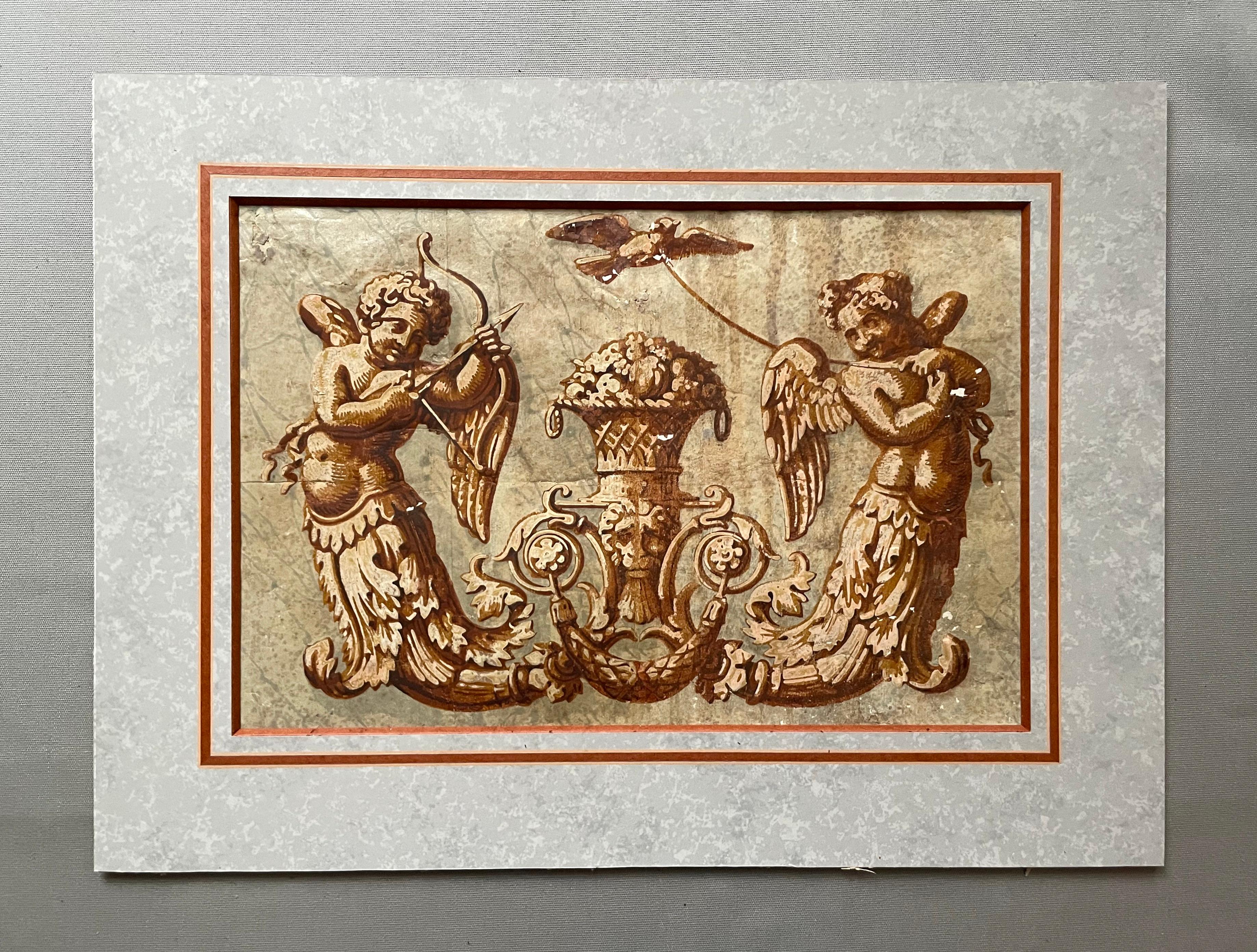 Progetto di decorazione Cherubino, Gouache - Painting di Unknown