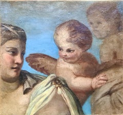 Cherubs and Beauty, Romantic Oil Painting on Canvas, 18th Century