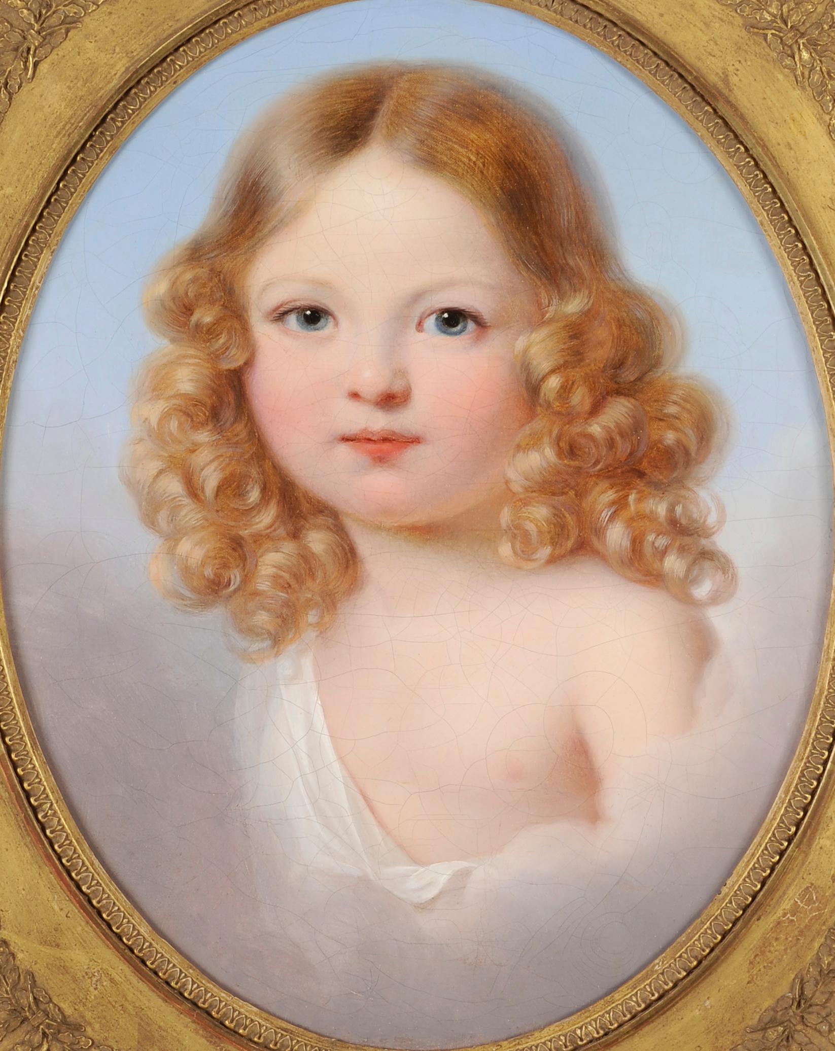 Portrait d'enfant dans des nuages - Painting de Unknown