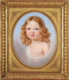 Antique Child portrait in clouds