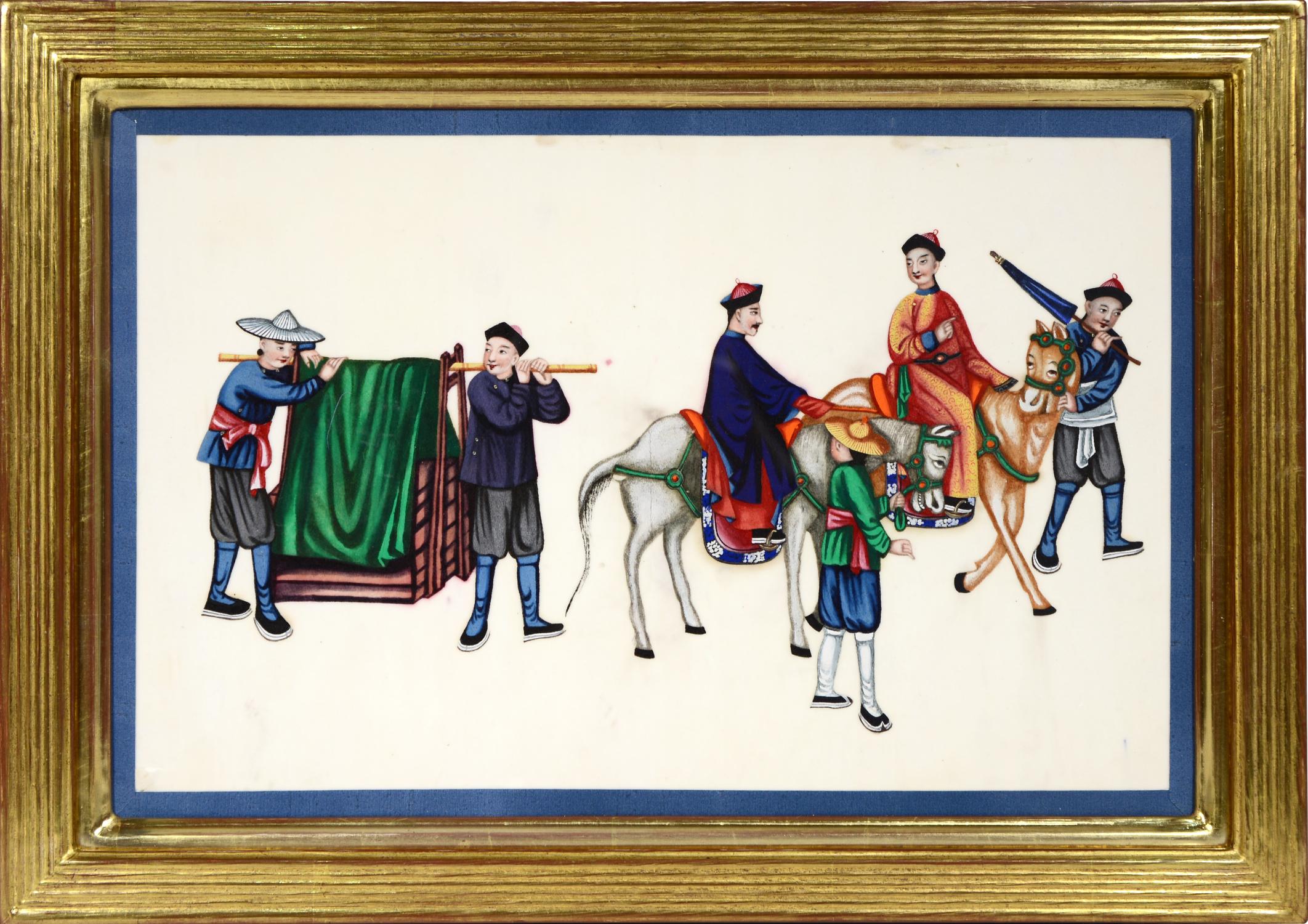 China Export Watercolour on Pith Paper: A Set of Twelve Processions For Sale 5
