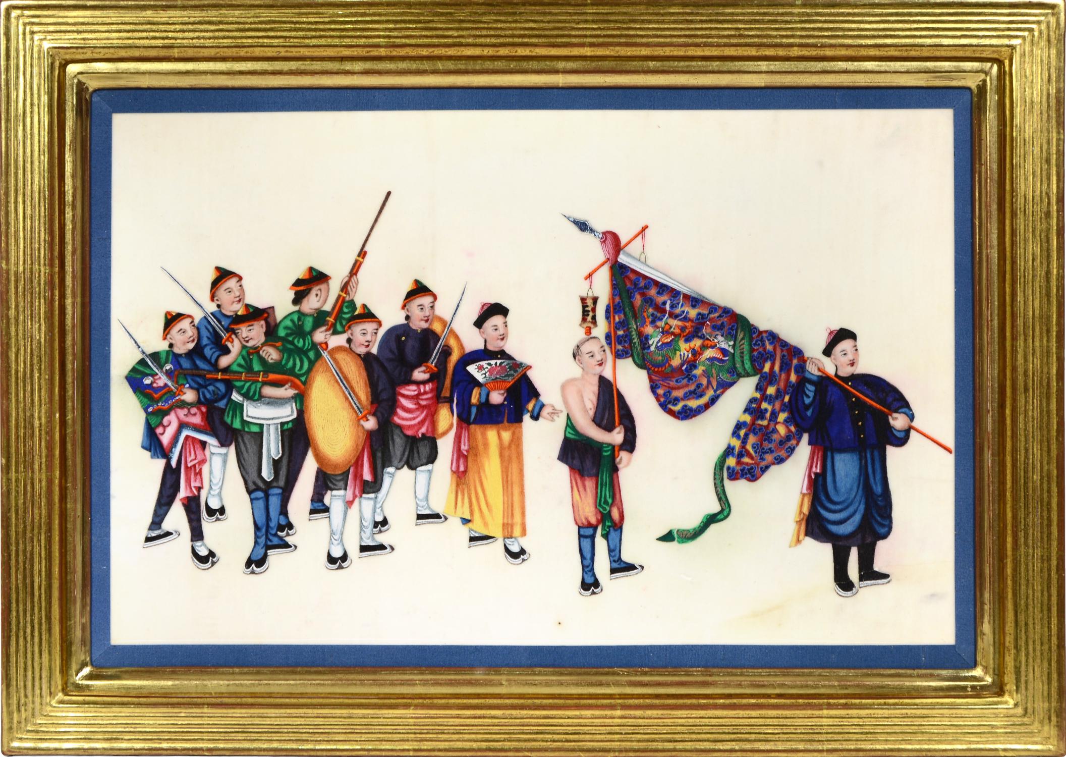 China Export Watercolour on Pith Paper: A Set of Twelve Processions For Sale 7