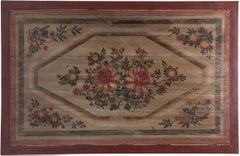 Antique Chinese Floral Longevity Bed Canopy Painting, c. 1850