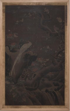 Peinture à l'encre chinoise représentant des faisans argentés et des fleurs d'hiver, dynastie Ming