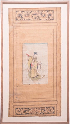 Chinesisches mythisches unsterbliches Siebdruckgemälde, um 1850