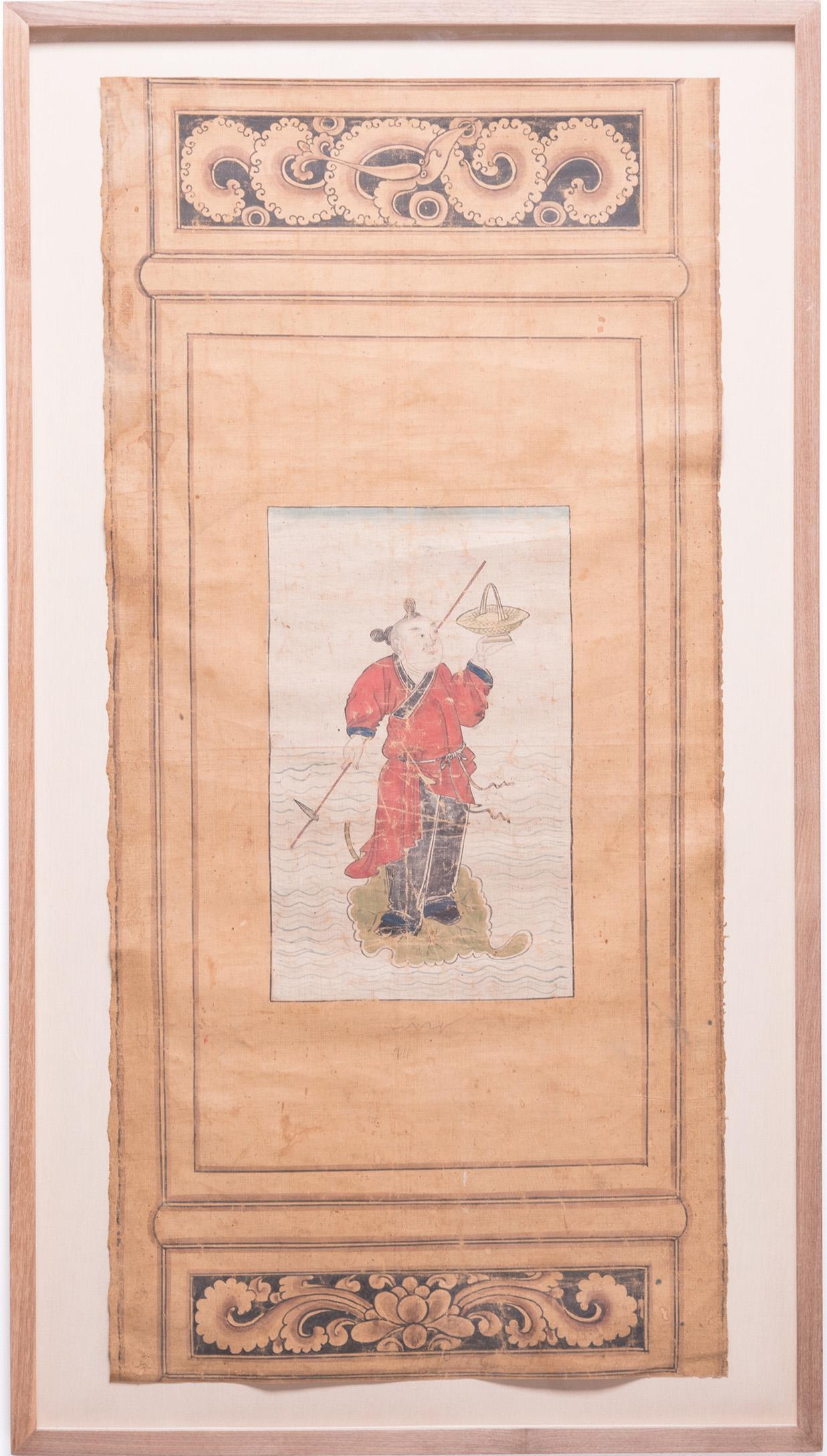 Pittura su schermo dell'Immortale mitico cinese, 1850 ca.