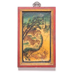 Chinese Painted Panel of Leopard Hunt, c. 1970