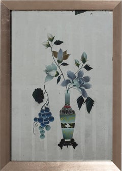 Chinese Reverse Glass Floral Still Life, c. 1900