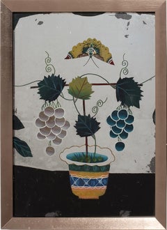 Chinese Reverse Glass Grapevine Still Life, c. 1900