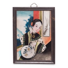 Chinese Reverse Glass Portrait of a Young Woman, c. 1900