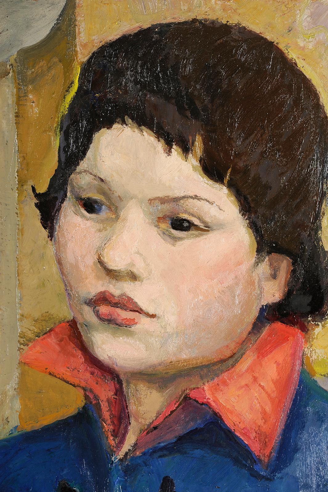 Portrait d'une femme chinoise avec deux renards fennecs - École française Painting par Unknown