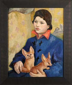 Portrait d'une femme chinoise avec deux renards fennecs