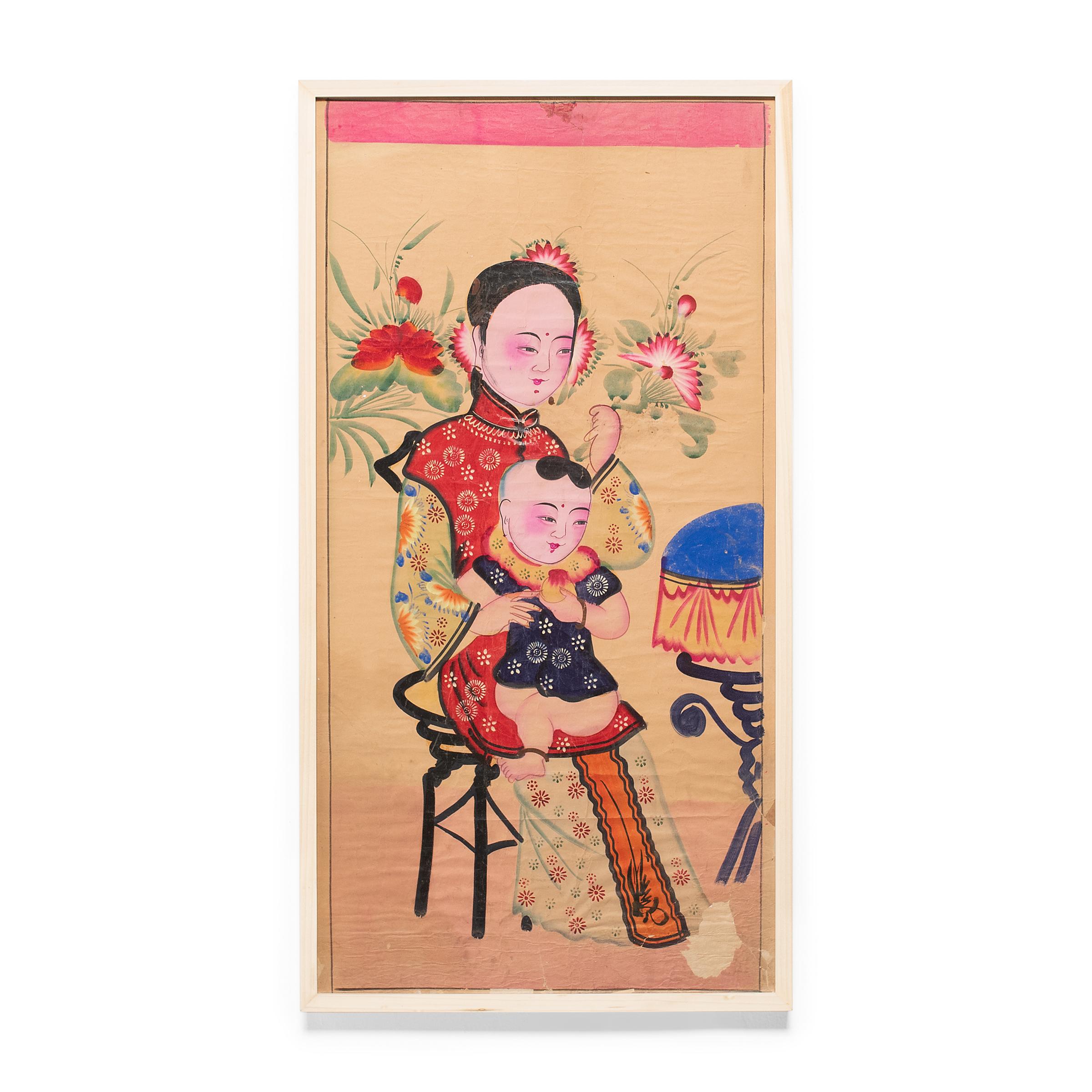 Yangliuqing - Peinture de l'année du Nouvel An Longevity, vers 1920 - Painting de Unknown