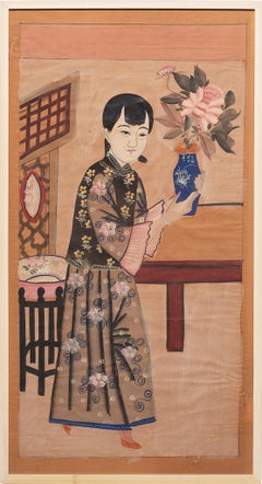 Chinese Yangliuqing New Year Painting of Young Woman