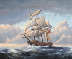 Chris Golds – Ölgemälde, Porträt eines Marinekriegsschiffes aus dem 20. Jahrhundert