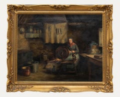 Vintage Chris Meadows (1863-1947) - Framed 20th Century Oil, Crofter at Work